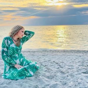 Chiffon V-Neck Printed Floral Dress